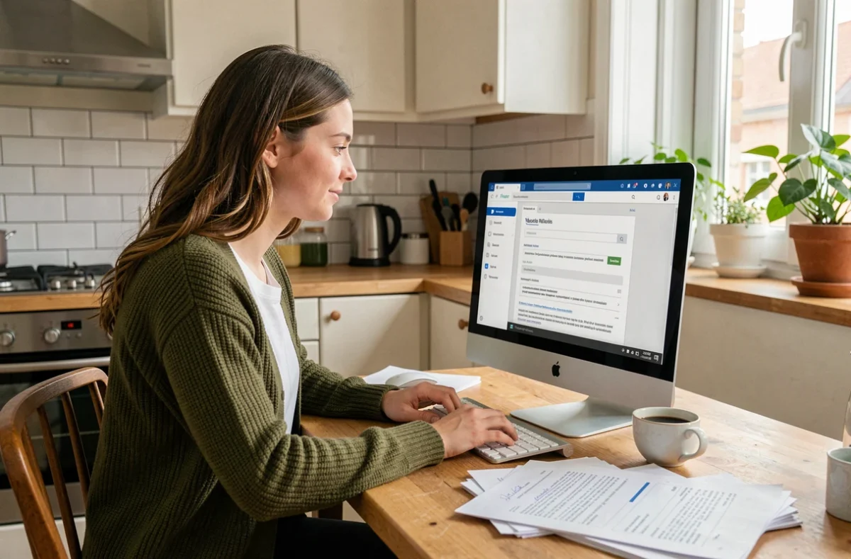 Enseignante de l'académie de Dijon accédant à son webmail professionnel depuis son domicile sur ordinateur de bureau
