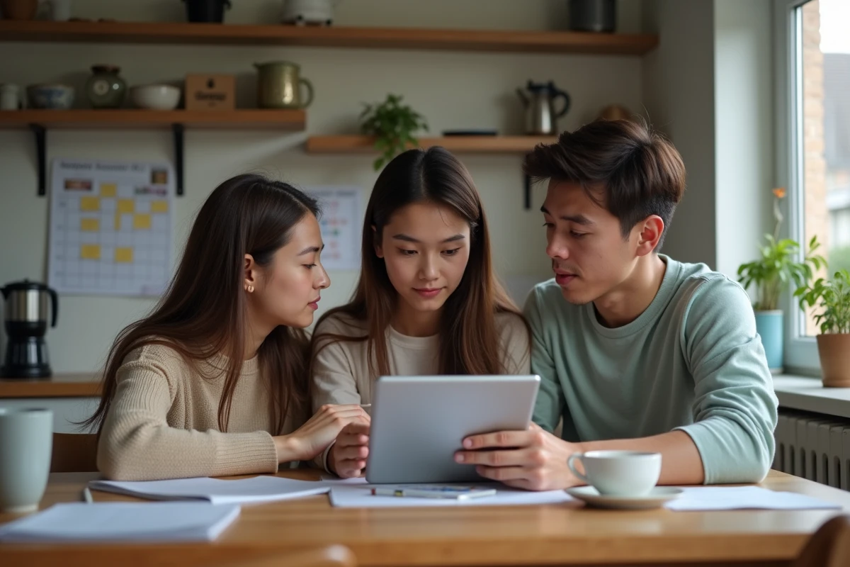 Famille réunie autour d