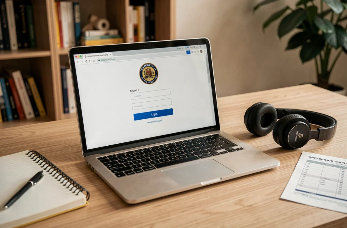 Écran d'ordinateur affichant l'interface de connexion au portail eservice ESIGELEC sur un bureau étudiant